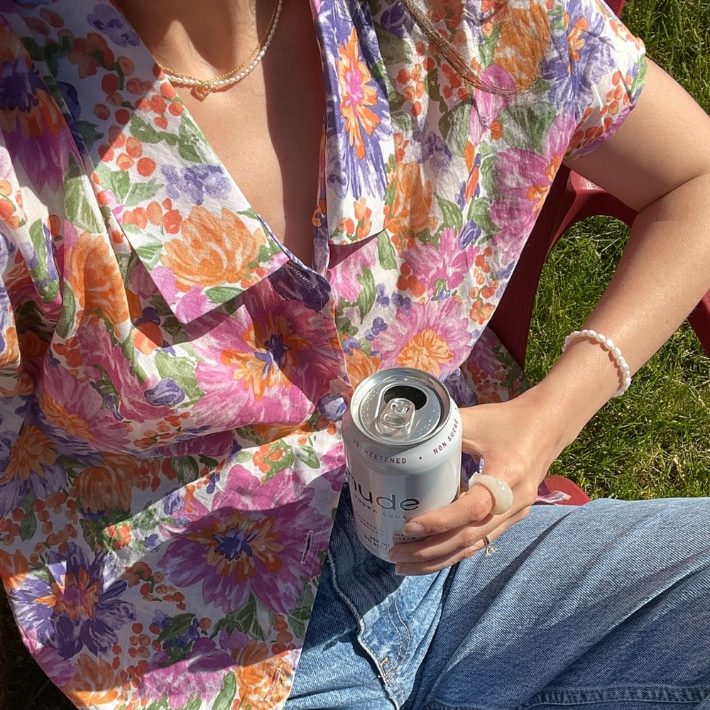 Nasty Gal Floral Notched Collar Button Down Shirt